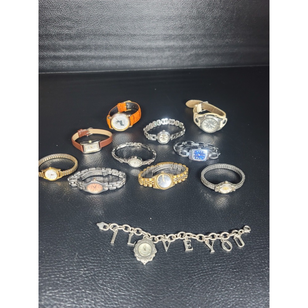 Vintage Women's Watches Assorted Brands 11 Piece Lot Untested Seiko, Benrus, Tim